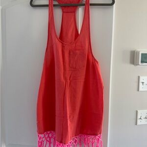 Victoria's Secret Razor Back Red and Pink Swim Coverup Size: Small